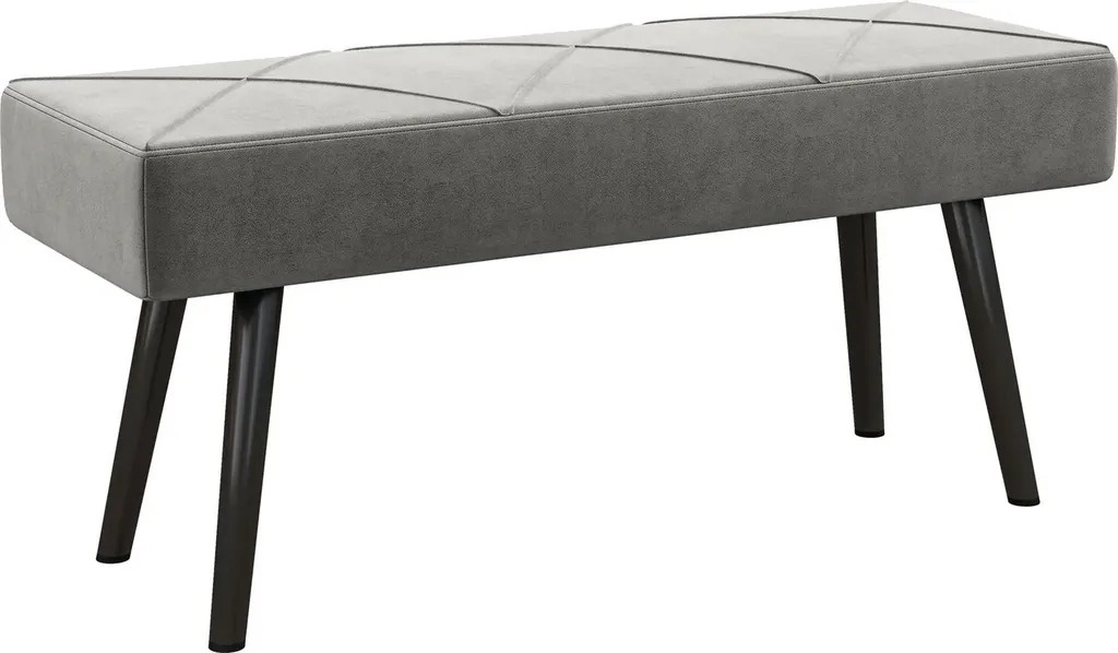 Ottoman banc bout de lit en tissu gris foncé pour assise de chambre
