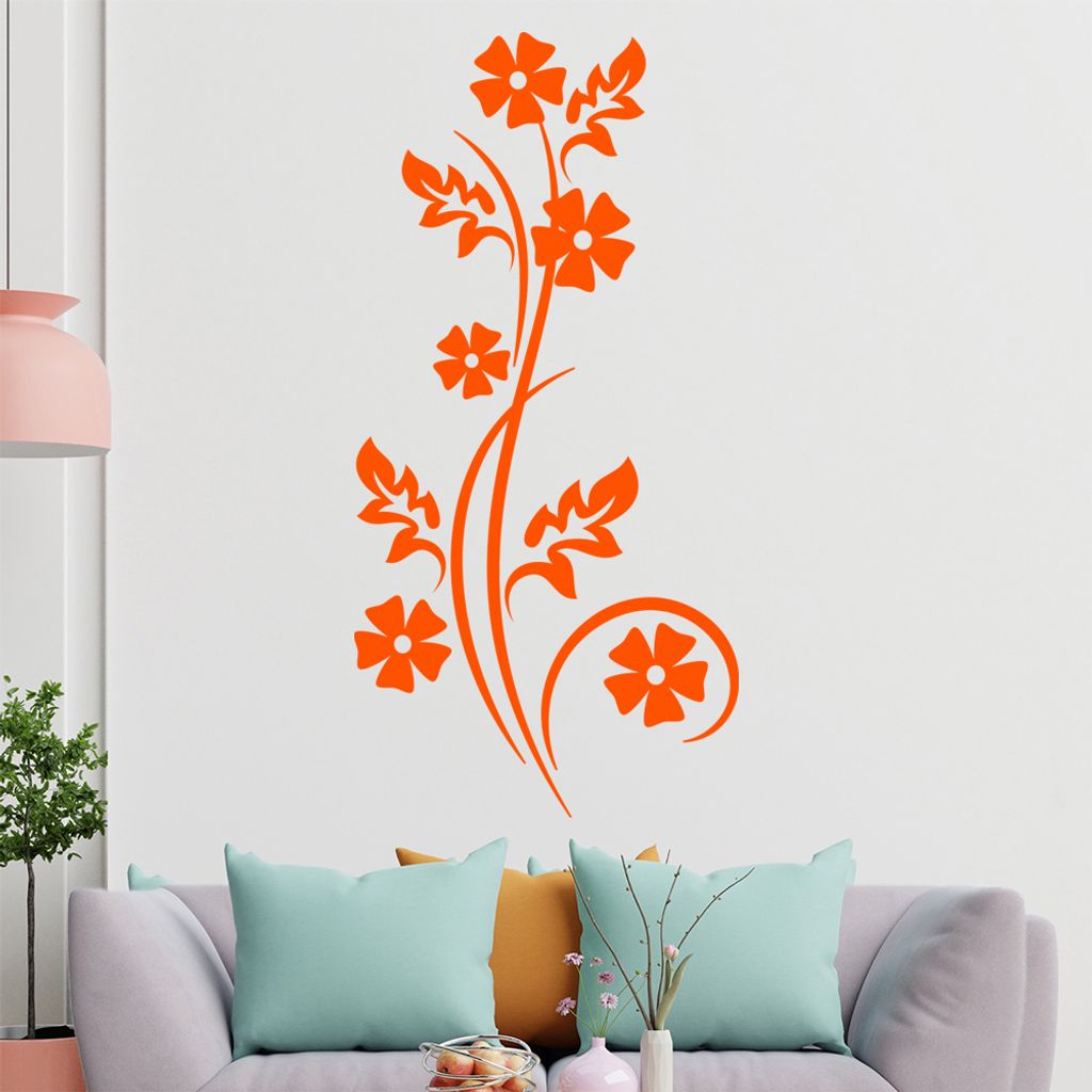 Kleine Blüten - Blätter Wandtattoo in 6 Größen - Wandaufkleber Wall Sticker - Dekoration, Küche, Wohnzimmer, Schlafzimmer, Badezimmer