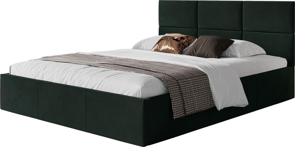Selsey Nestio – Polsterbett 180x200 mit Bettkasten, Samtbezug, dunkelgrün