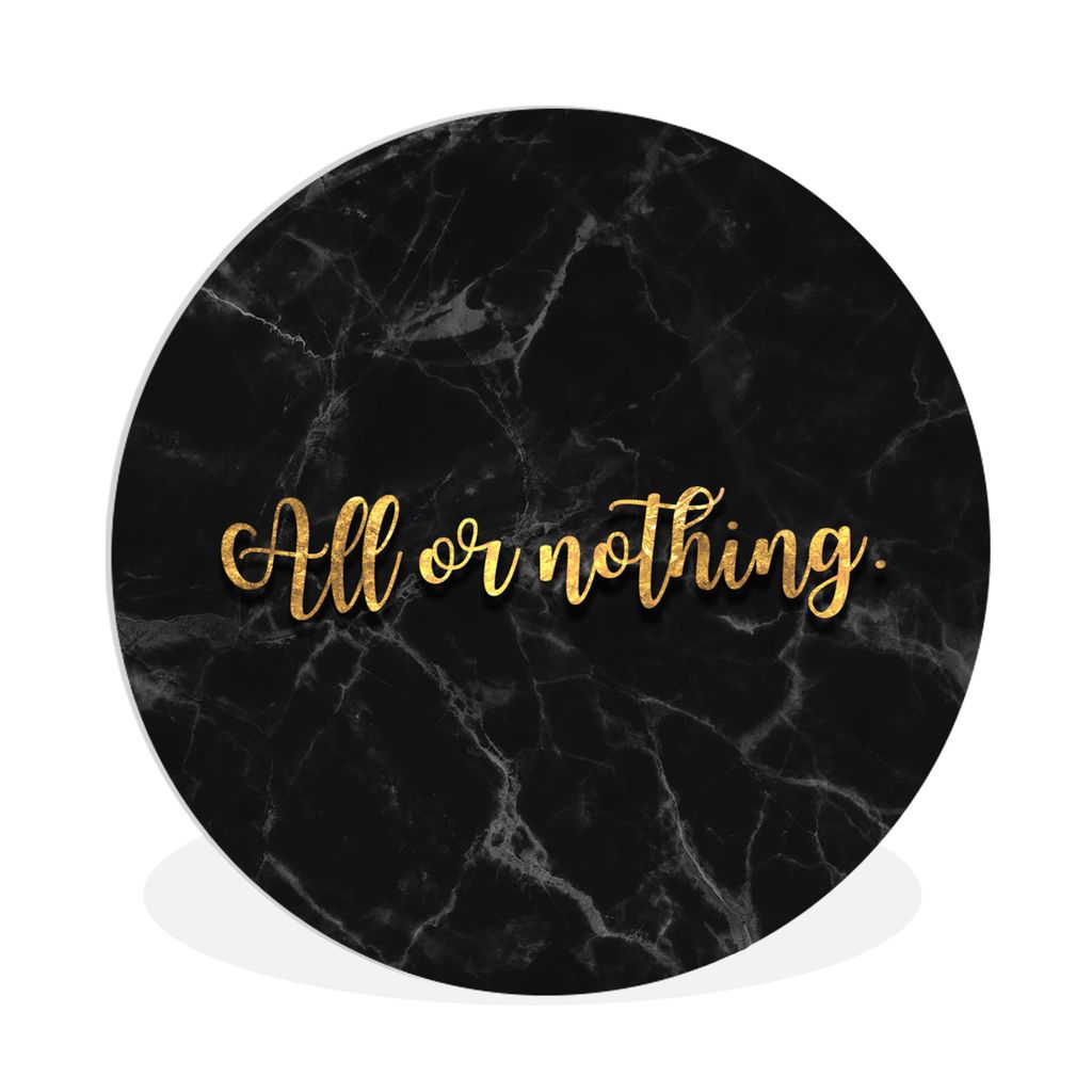 MuchoWow Rundes Wandbild - Runde Bilder Zitat - Motivation - Marmor - Gold Ø 90 cm Kreis Wanddekoration Kunststoff - Wandkreis - Wandschmuck - W...