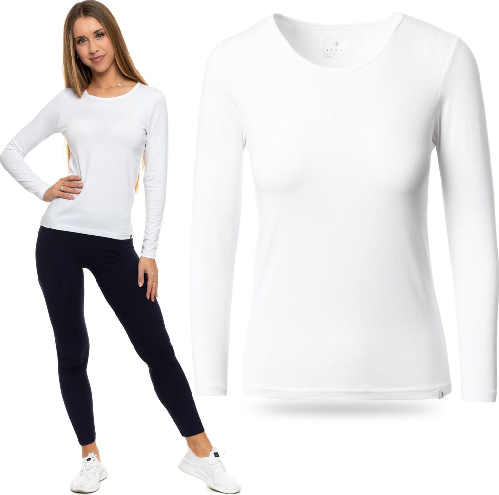 MORAJ Damen Langarm T-Shirt, Tailliertes Baumwoll T-Shirt, Größe M