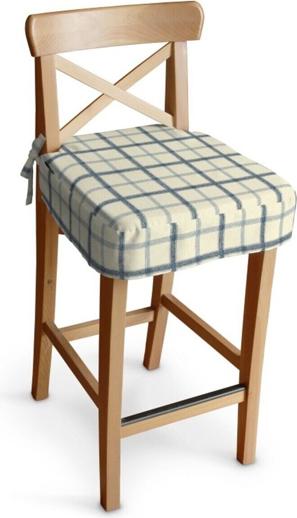 Dekoria Sitzkissen für Barhocker Ingolf, blau-creme, Barstuhl Ingolf