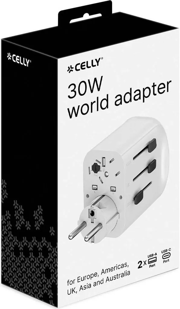 Chargeur Rapide 30W USB-C et USB-A Celly Multiplug Multi-ports Compact