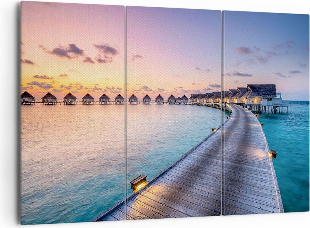 Bild auf Leinwand - Leinwandbild - Malediven Meer - 165x110cm - Wand Bild - Wanddeko - Wandbilder - Leinwanddruck - Bilder - Kunstdruck - Wanddekor...