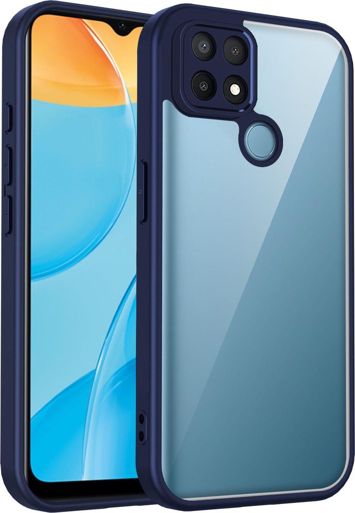 Hülle für Oppo A15/A15s Transparente Rückseite TPU Bumper Stoßfest Handyhülle Blau