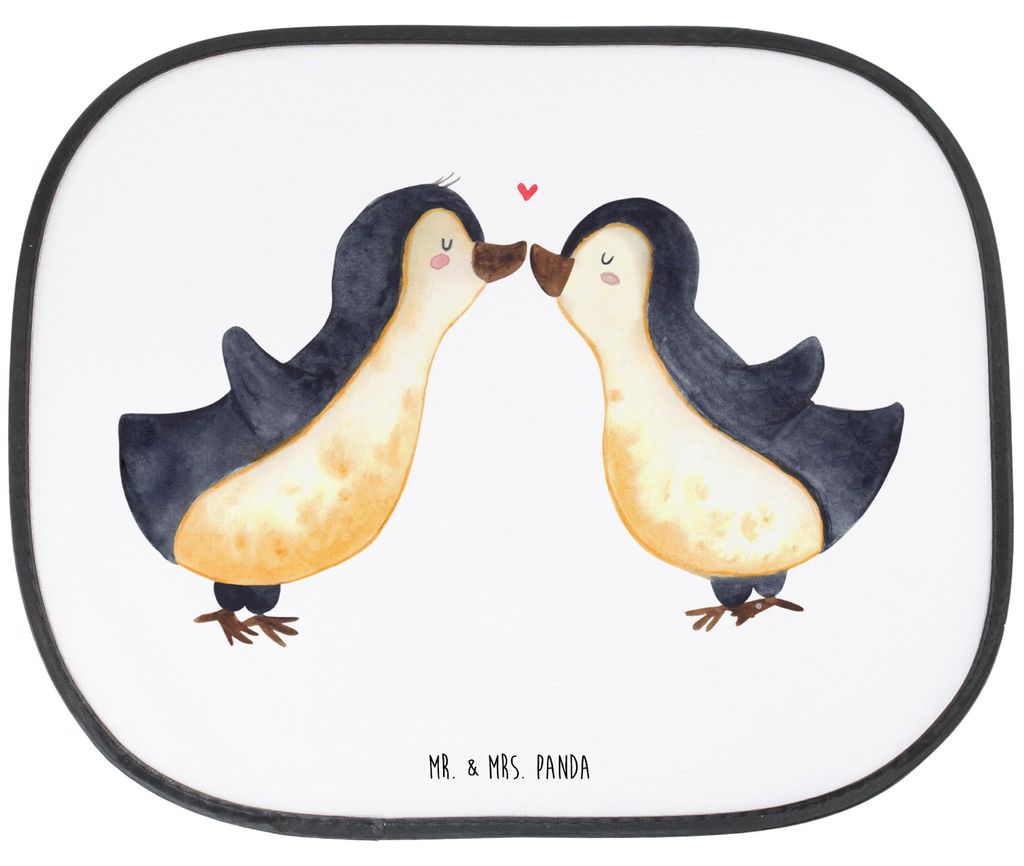 Mr. & Mrs. Panda Sonnenschutz Auto Pinguine Kuss - Weiß - Geschenk, Hochzeitstag, saugnapf, für Freundin, Valentinstag, Frauen, Hitzeschutz, Freu...