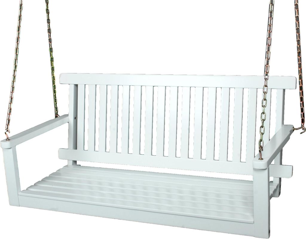 Garten-Hängebank AMELIE - 130cm Breit, Eukalyptus, Weiß | Hängebank Garten Wetterfest Sitzbank Outdoor