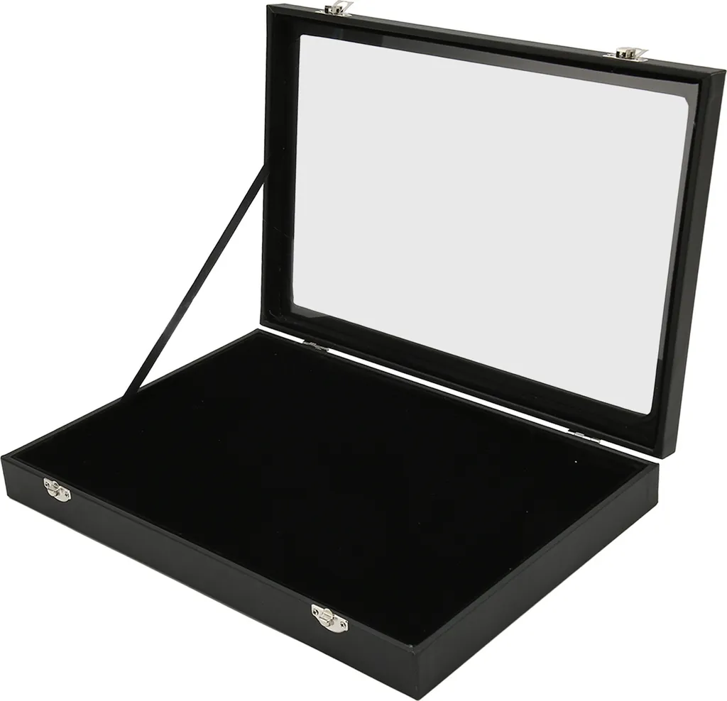 Espositore per Spille in Pelle PU Nera 35x24x5cm | Vetrina Medaglie