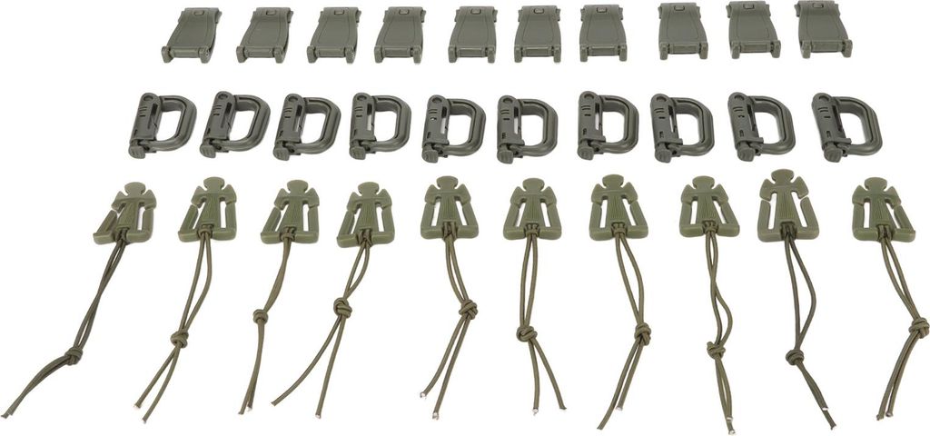 Molle Clips Molle Zubeh?r Web Dominator 30PCS Tactical Gear Clip Set Taktische Tasche Clip mit D-Ring fr Tactical Backpack Bag (OD Grn)