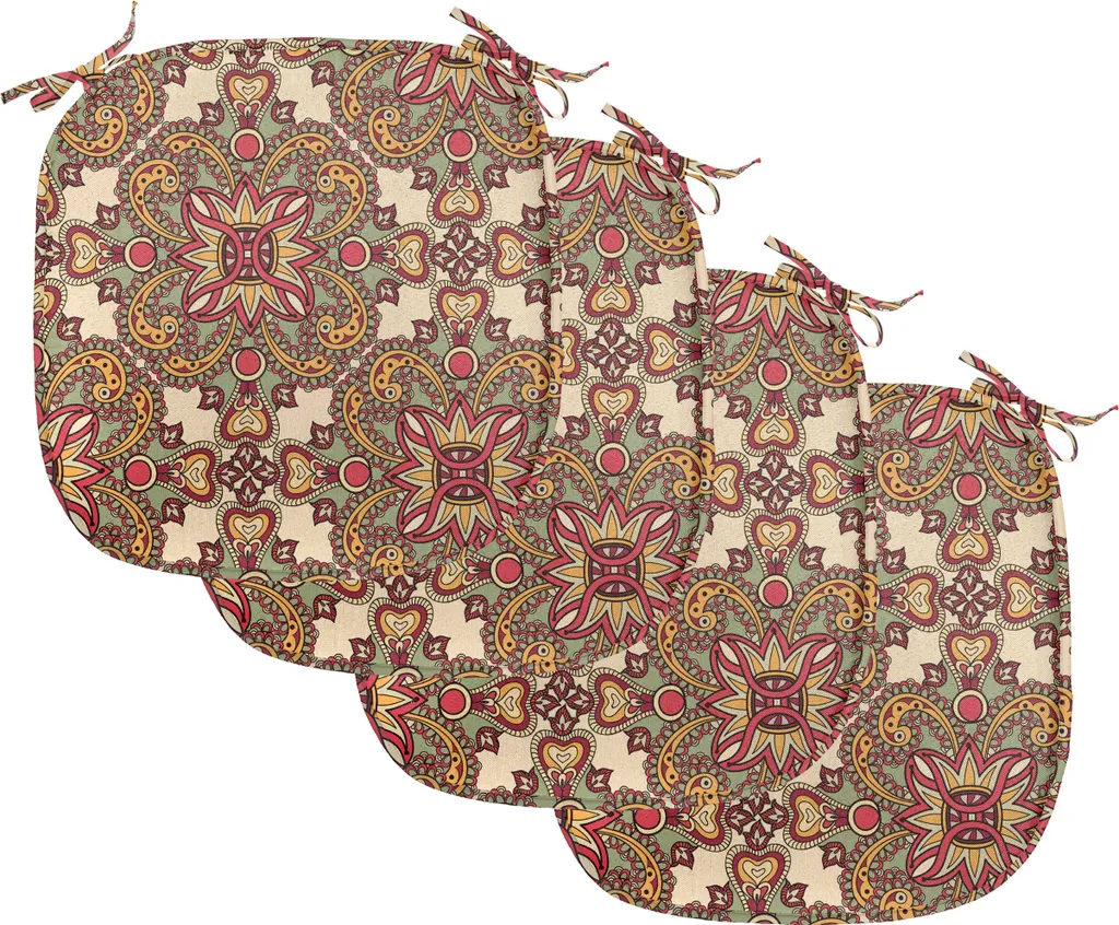 Cuscini Sedie Cucina Antimacchia Set 4 Mandala - Corallo 40x40cm