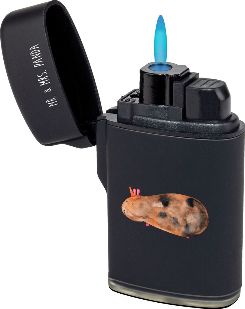 Mr. & Mrs. Panda Feuerzeug Einhorn Meerschweinchen - Schwarz - Geschenk, sturmfeuerzeuge, Meerschwein, Unicorn, Einhörner, sturmfeuerzeug, Feuerze...