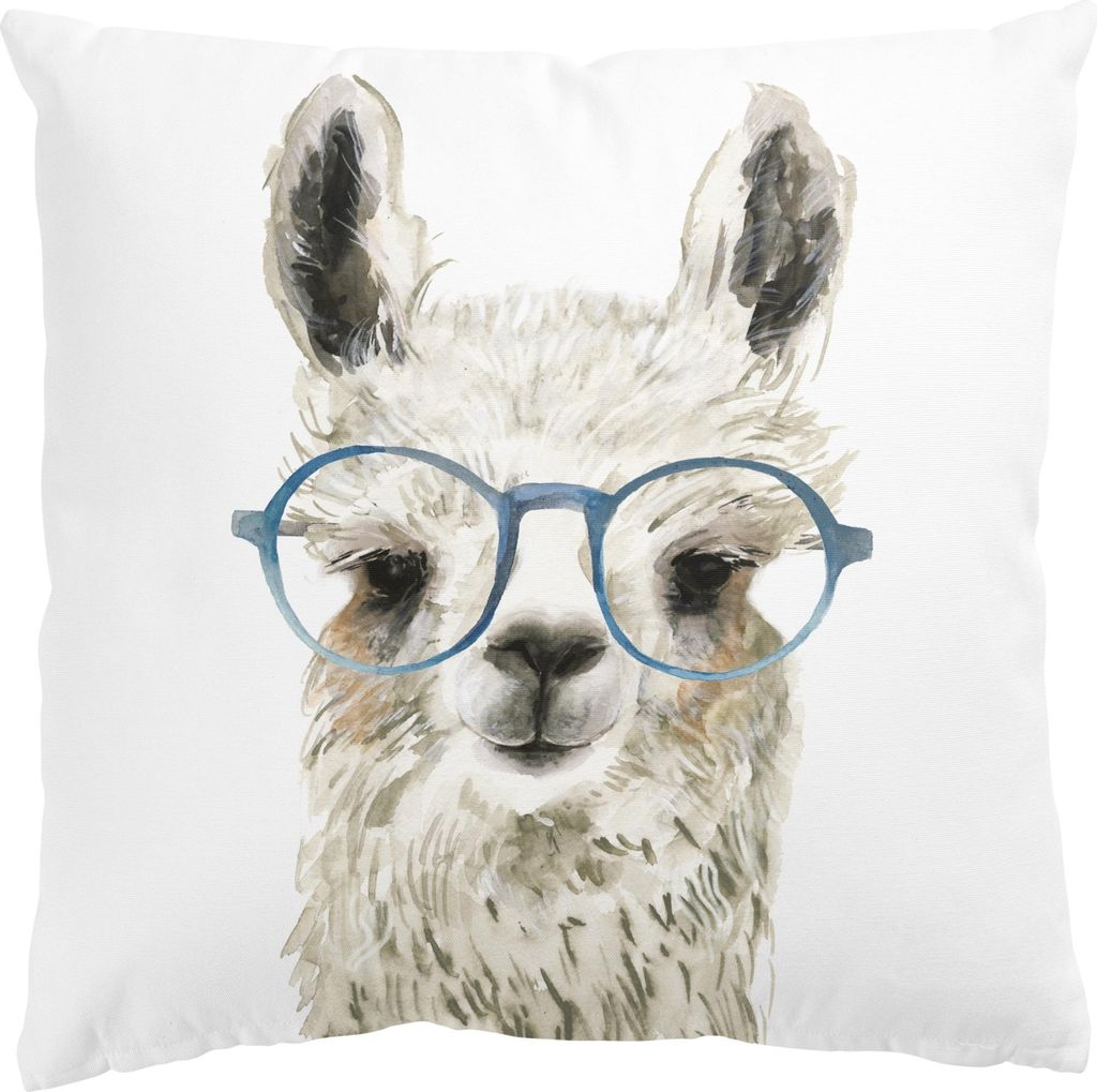 Dekokissen Tiere draußen / Outdoor Zierkissen waschbar Design weiss Illustration Sofakissen mit Füllung