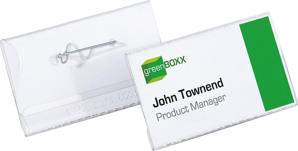 Durable Namensschild 40x75mm tr 100St mit Wellennadel Produktbild 