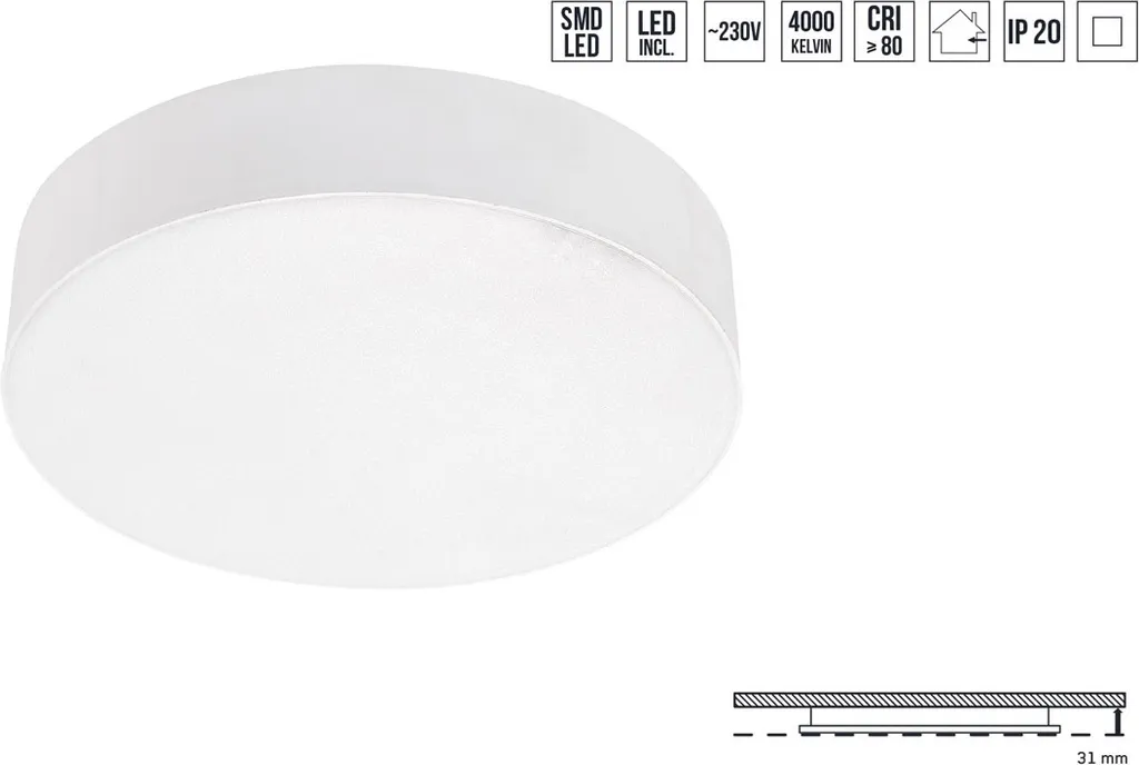 Éclairage Plafonnier LED pour Bureau et Couloir CANTO 6W 4000K Diam 100