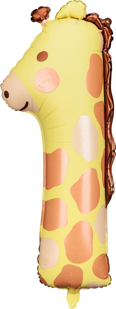 Folienballon Ziffer 1 Zahlenballon 82cm Giraffe Gelb / Produktbild 