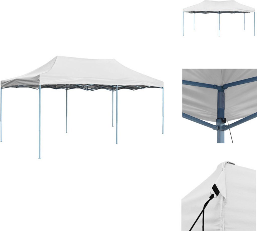 vidaXL Profi-Partyzelt Faltbar 3 x 6 m Stahl Weiß - Pavillons & Partyzelte