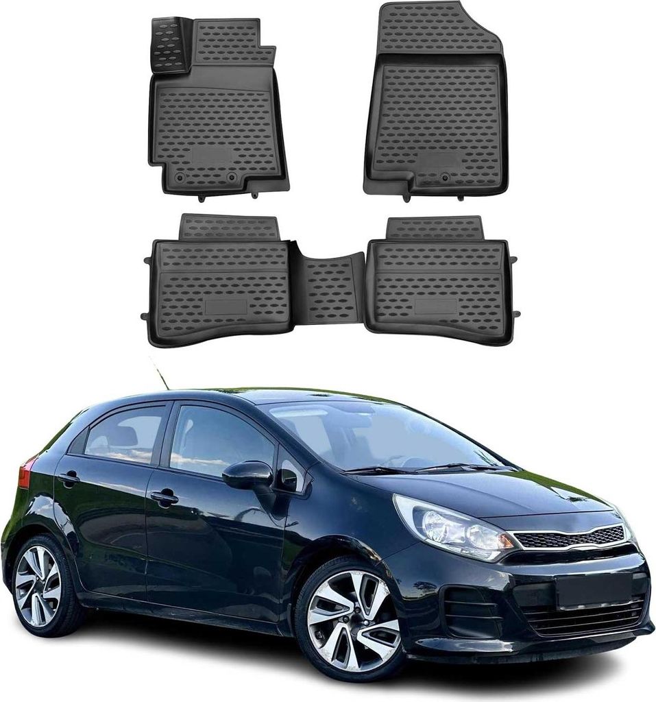 2011-2017 Kia Rio 3 Tappetini TPE Nero 4 pezzi Immagine del prodotto 