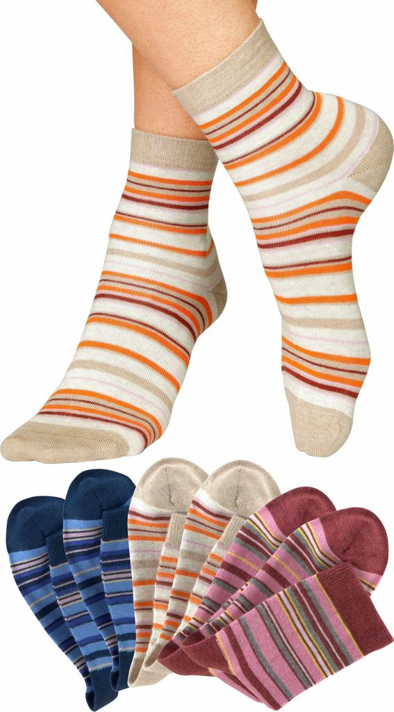 H.I.S. Socken 6 -teilig 2x beige-melange, 2x rot-melange, 2x blau Größe 35/38 Sockengröße