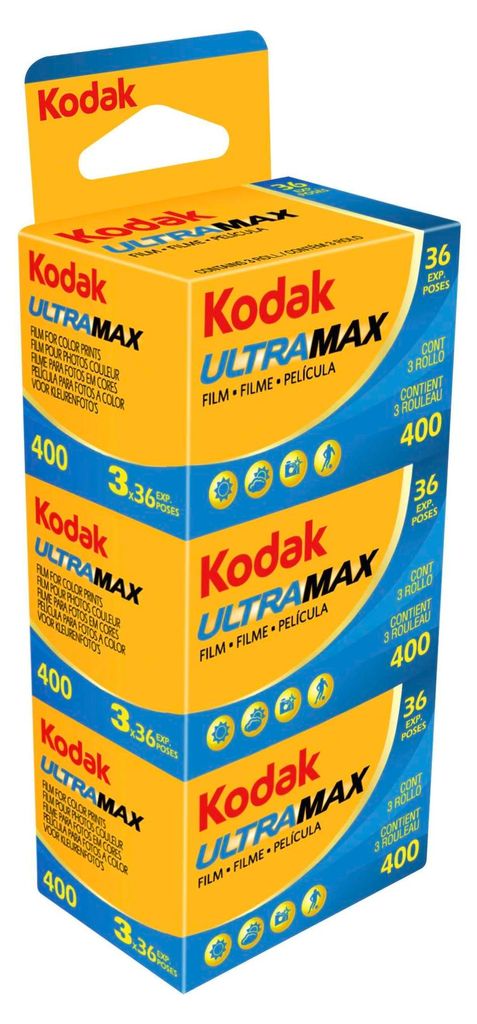 A product shot of a multi-pack of Kodak Ultra MAX 400 film.