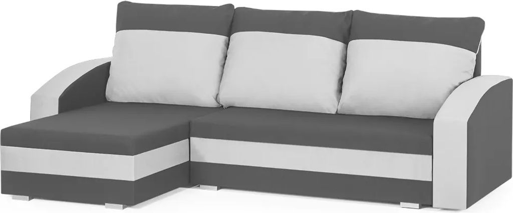 KING Ecksofa mit Schlaffunktion - Grau/Weiß
