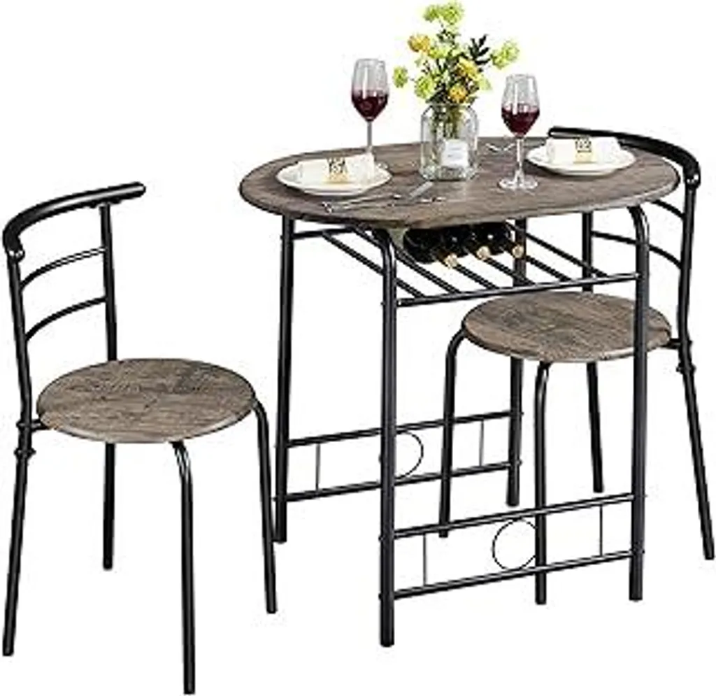 Set Tavolo e 2 Sedie da Balcone 80x53 | Mobili Giardino Legno Marrone