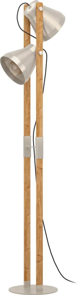 Lampada Piantana EGLO Cawton 2 Luci | Design Legno e Metallo E27