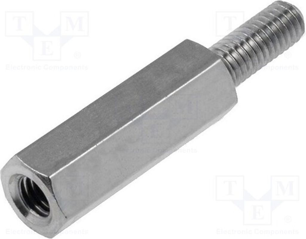 10x Distanzmuffe mit Gewinde Außengew: M3 Innengew: M3 15mm Nickel Distanzelement