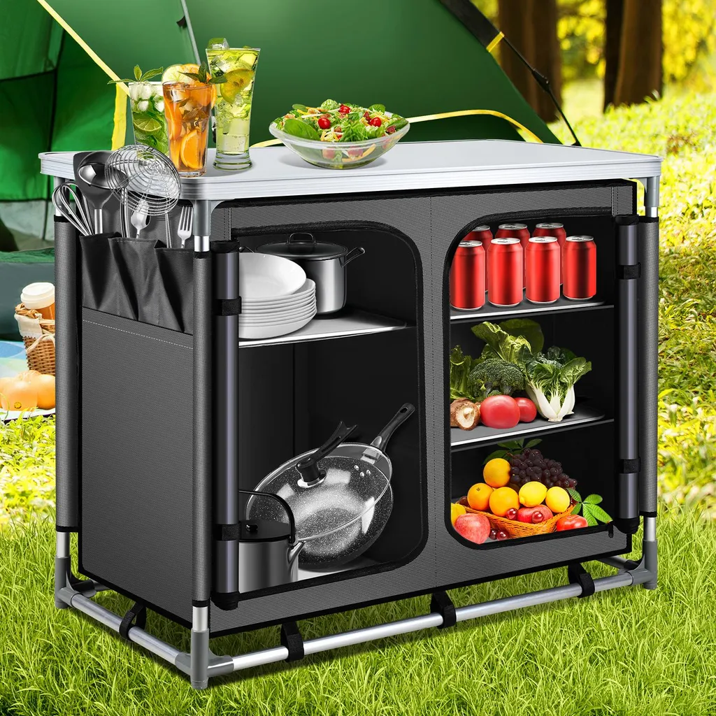 Armoire de Camping Anti-Insectes Station Cuisine Pliable Extérieur
