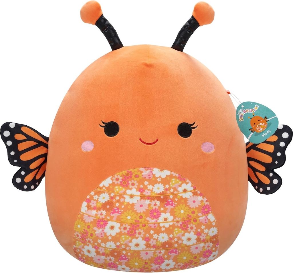 Jazwares Squishmallows Mony der Monarchfalter weiches Kuscheltier, Sammelfigur, Geschenkidee, für Kinder ab 3 Jahren, offiziell lizenziert