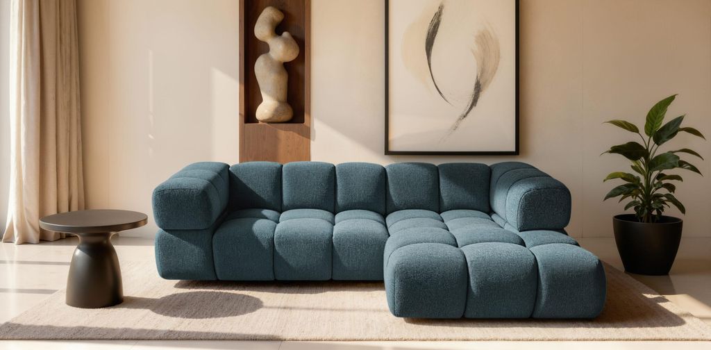 Kaiser Möbel Ecksofa L-Form Averro, stoff Puente, Petrol, Rechts