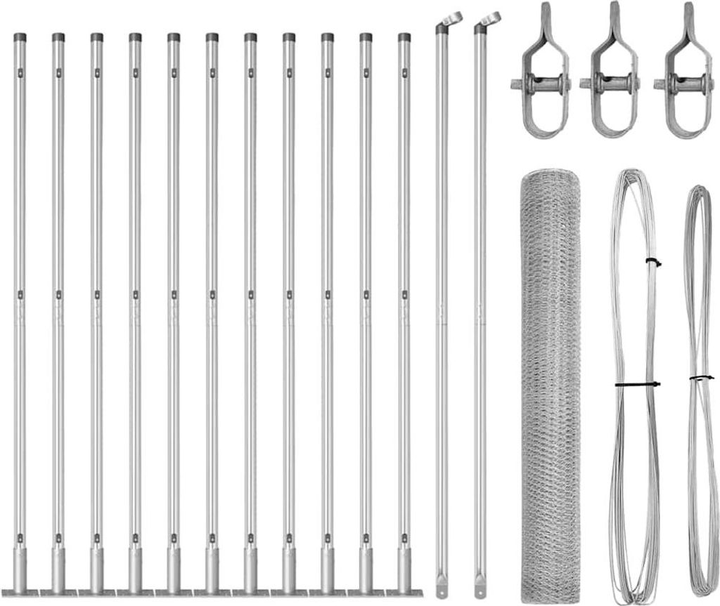 vidaXL Zaunpfosten Silber 25 x 0,8 m (13 mm Mesh) Stahl