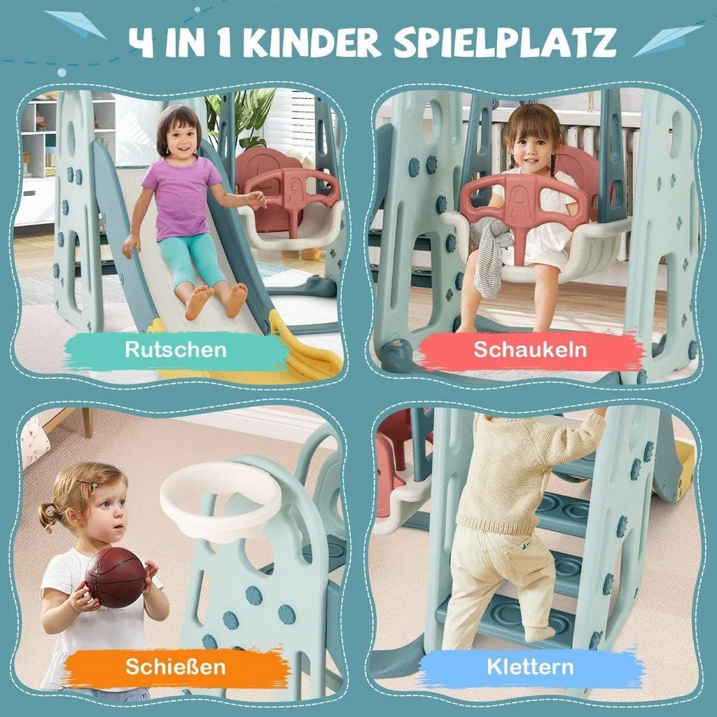 Balançoire 4 en 1 évolutive avec siège réglable et toboggan pour bébé