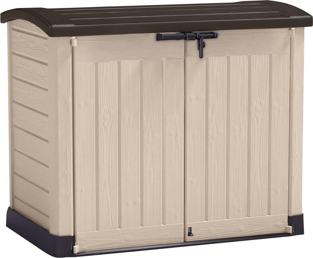 Dmora Außenschrank Hinton 146x82x120h cm Beige, ein Regal, Flügeltüren