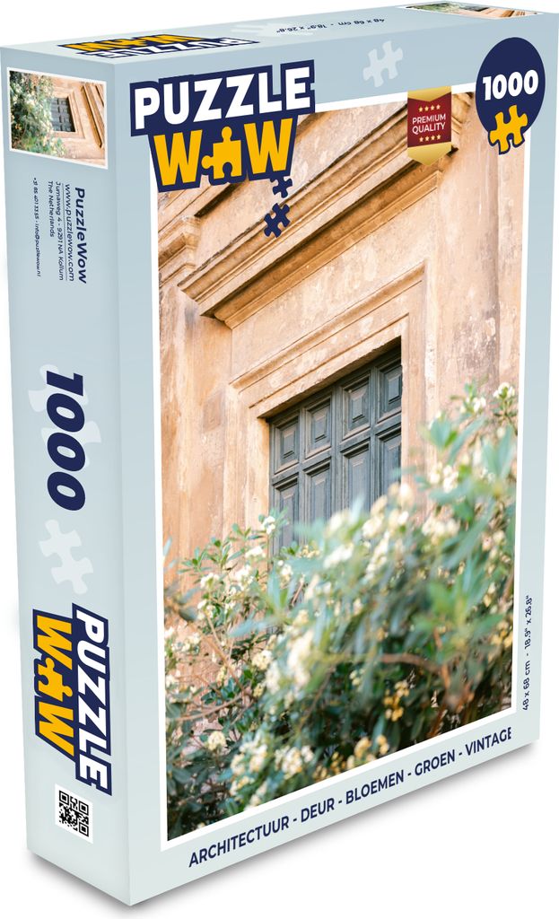 MuchoWow Puzzle 1000 Teile Architektur - Tür - Blumen - Grün - Vintage - Spielzeug - Alt und Jung - Spiele - Puzzeln