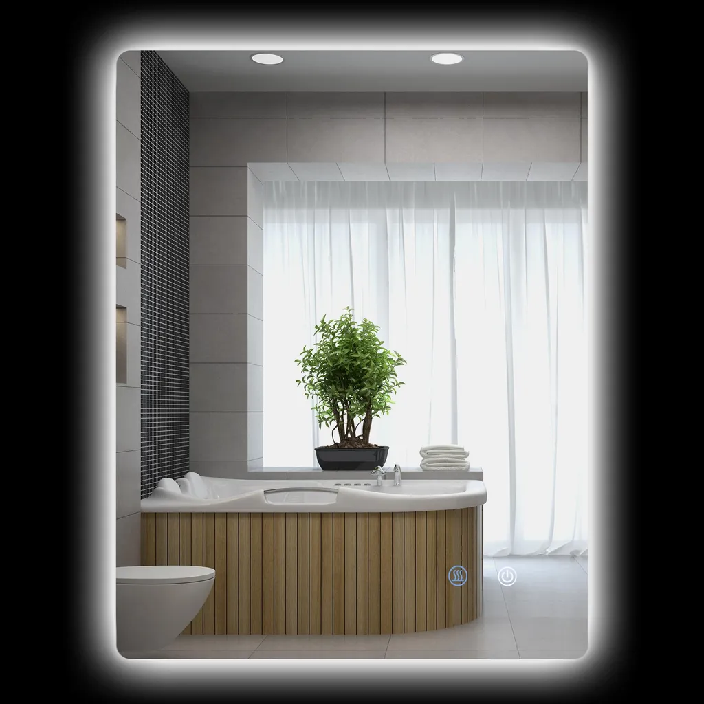 Miroir de bain LED 80x60 cm anti-ombre avec luminosité modulable