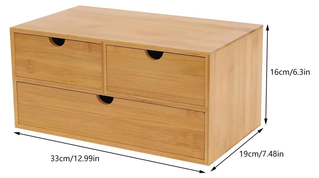 Organiseur bureau moderne en bambou, surface lavable et 3 compartiments - 5
