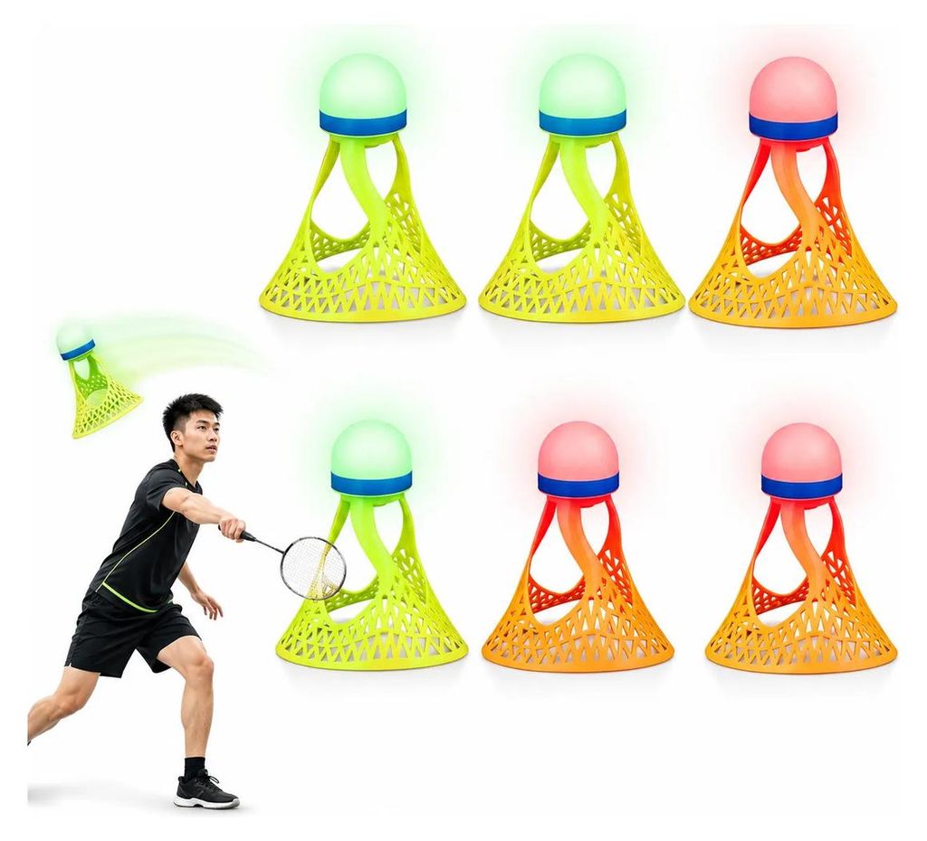 6 Stück LED-Badminton-Federbälle, winddicht, für den Produktbild 