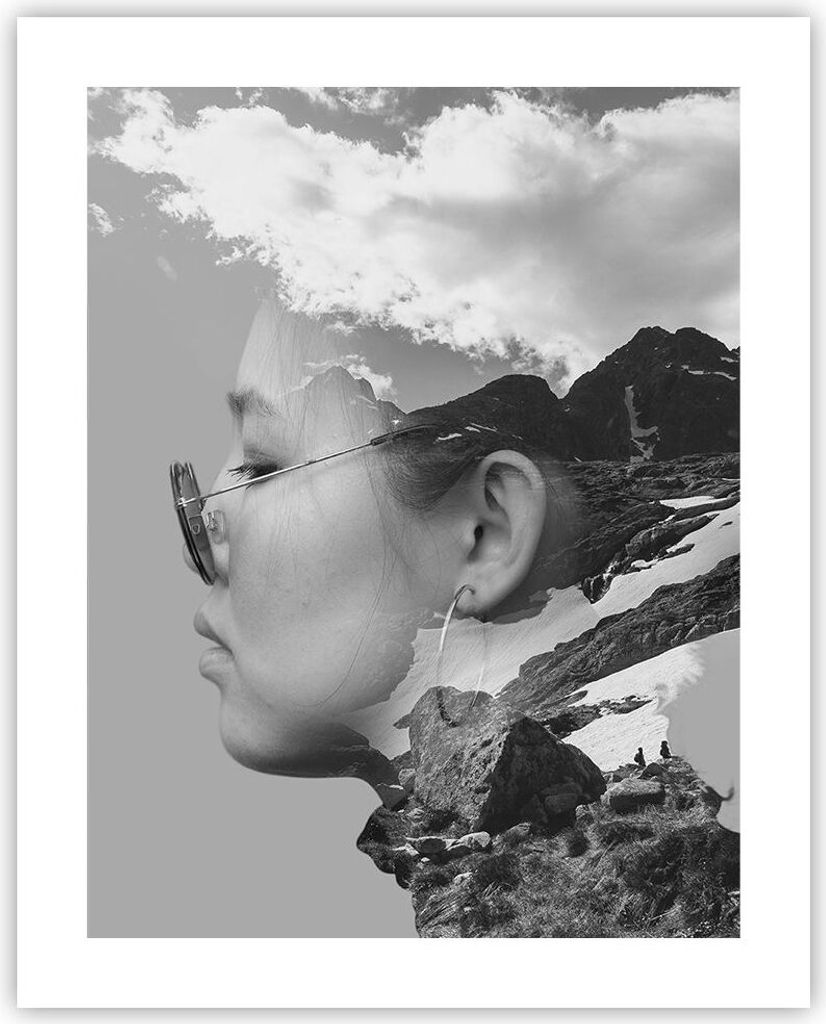 Poster - Poster ohne Rahmen - Frau modern schwarz und weiß - 40x50 cm - Wand Bild - Wanddeko - Wandbilder - Kunstposter - Wandposter - Bilder - Ku...