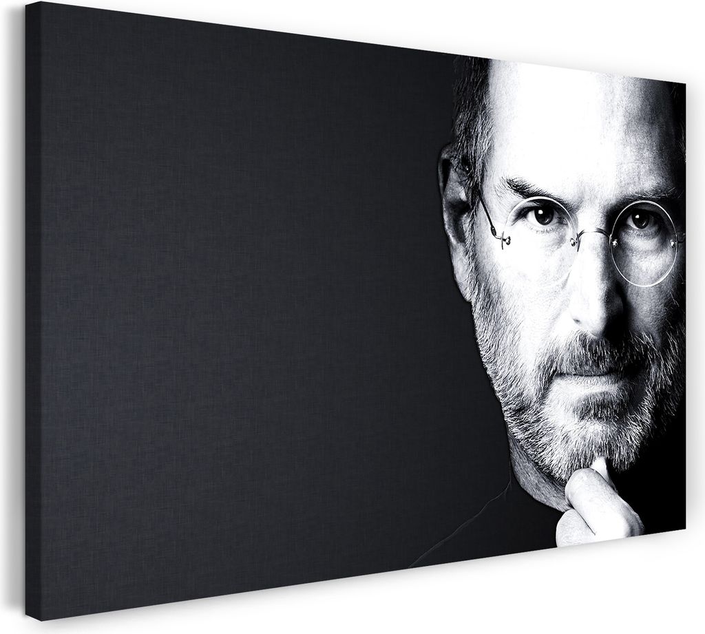 Leinwandbild (100x70cm): Steve Jobs, echter Holz-Keilrahmen inkl. Aufhänger, handgefertigt in Deutschland