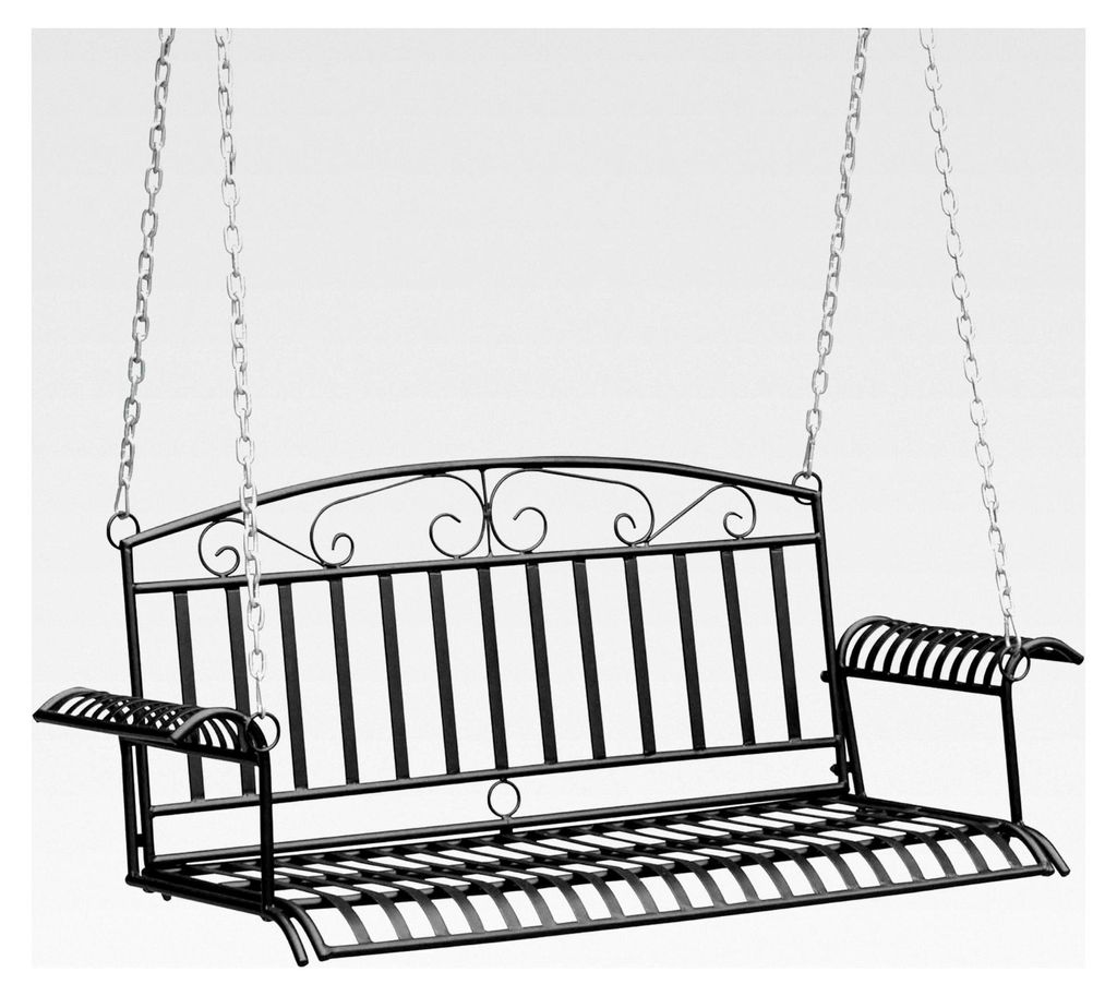 Metall-Hängebank für zwei Personen Gartenschaukel zum Aufhängen Schwarz 137 x 58 x 53 cm