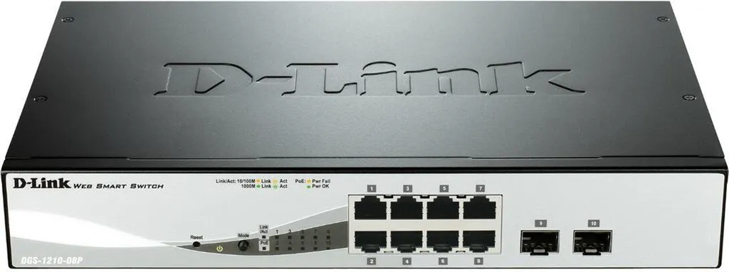 D-Link DGS-1210-08P Switch Smart Managed 8 Ports Gigabit PoE+ 45W