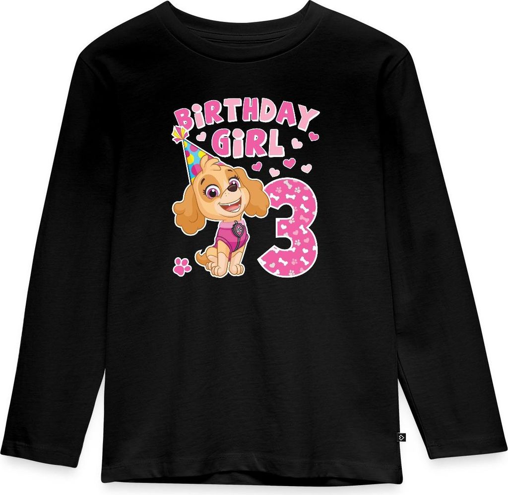 Spreadshirt Paw Patrol 3 Jahre Alt Geschenk 3. Geburtstag Skye Kinder Premium Langarmshirt, 110/116 (4 Jahre), Schwarz