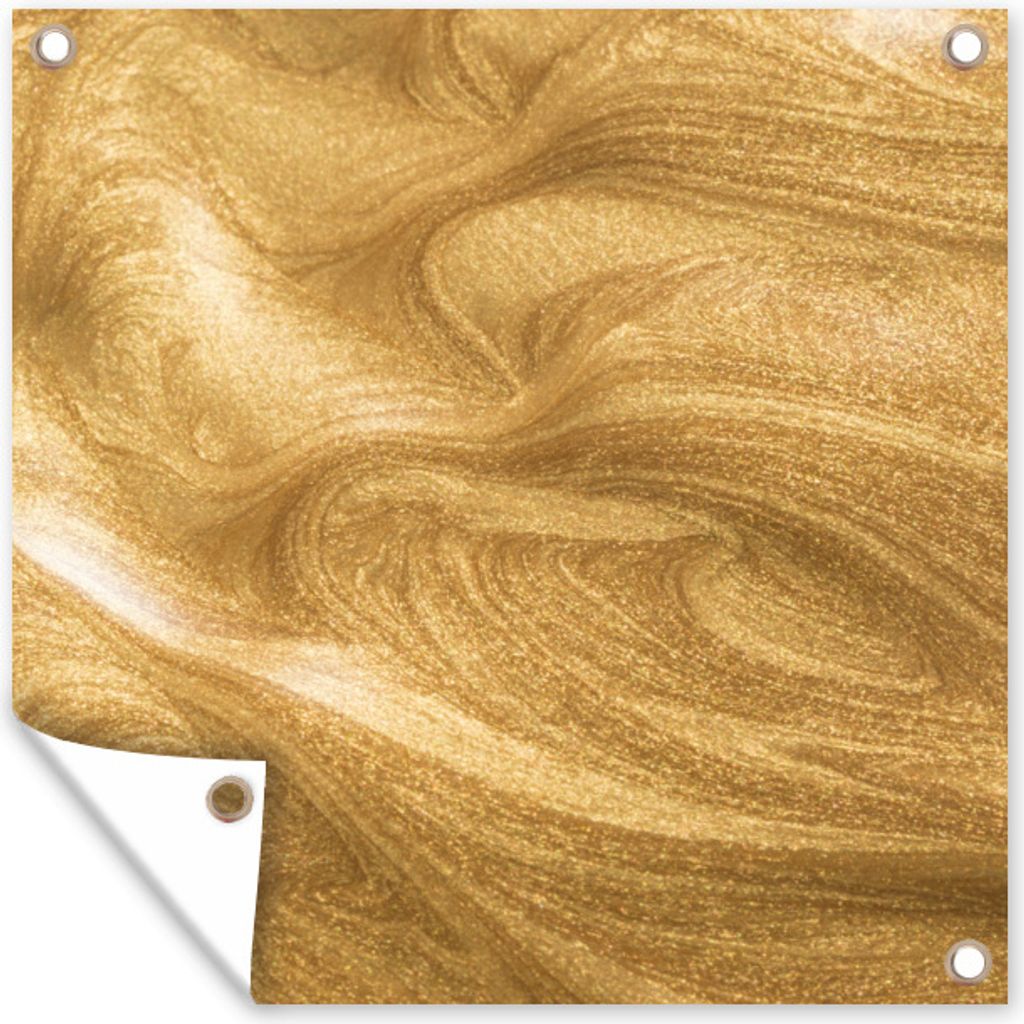MuchoWow 50x50 cm Outdoor-Poster Gartendeko Sichtschutz Garten Poster für den Garten Ein goldener Hintergrund mit Glitzern