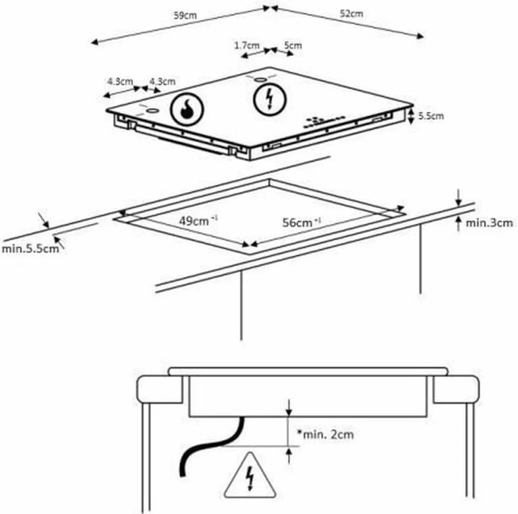Table de cuisson induction 3 feux avec boosters Continental Edison - 6