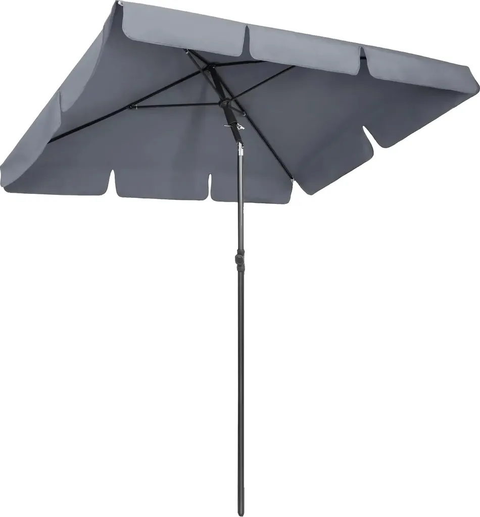 Parasol de jardin inclinable gris, protection solaire UPF 50+ et pluie