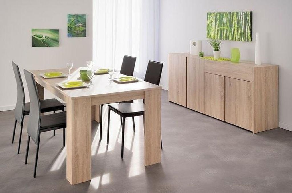 Modernes Esszimmer-Set Esstisch x4 Stühle Kommode Material Holz