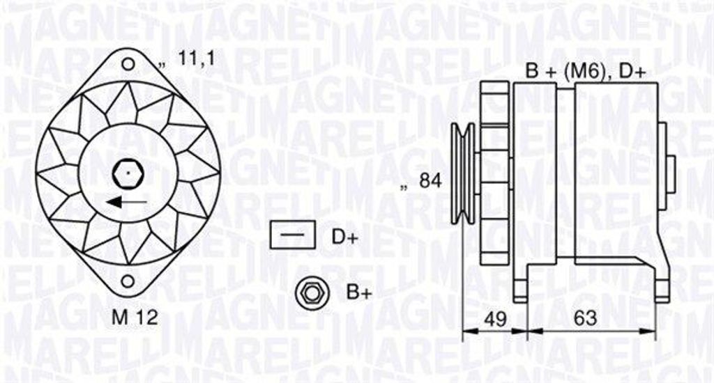 MAGNETI MARELLI 063321044010 Lichtmaschine Generator LiMa 55A 12V für FIAT Uno Schrägheck (146) 131 Limousine (131) REGATA Weekend (138) für IVECO