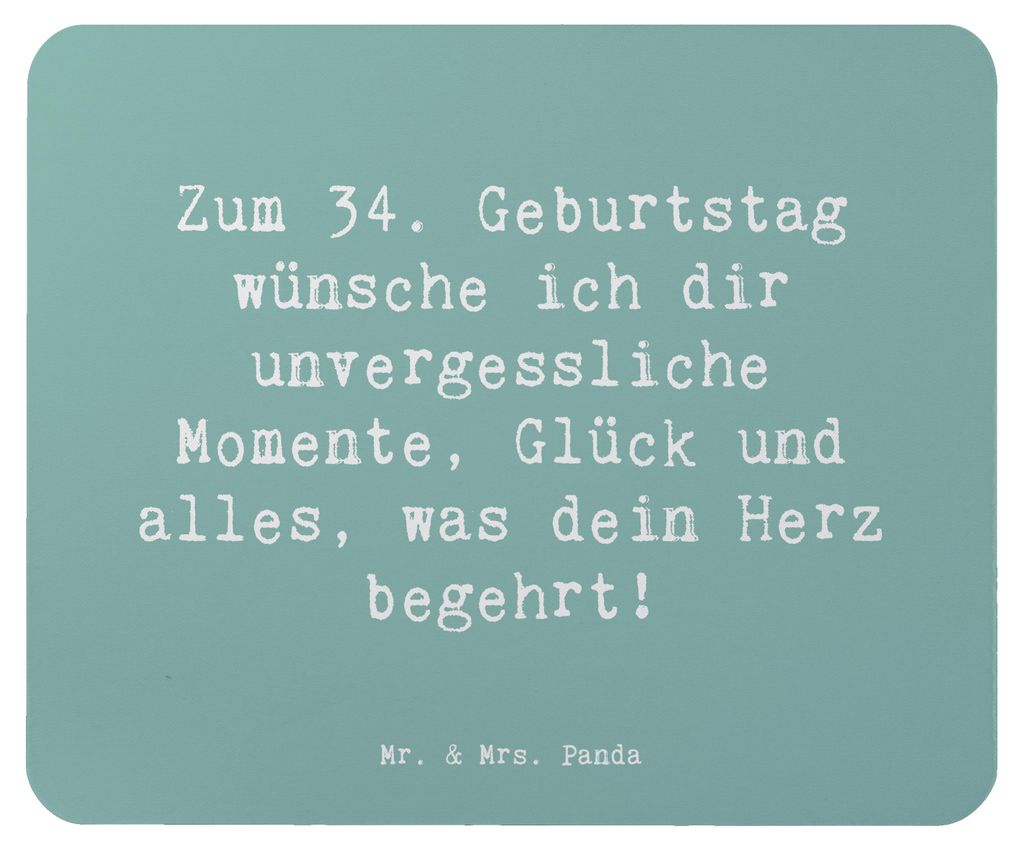 Mr. & Mrs. Panda Mauspad Spruch 34. Geburtstag Glückwünsche - Meeresbrise - Geschenk, Mouse Pad, pc mausunterlage, unvergesslich, mousepad, Gebur...