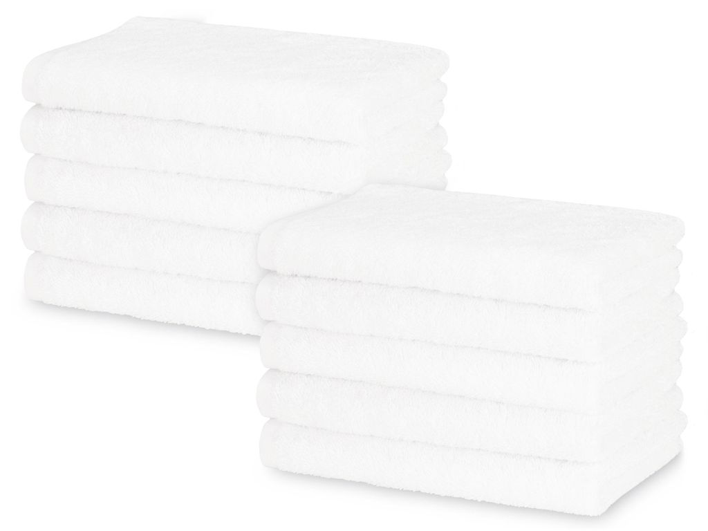 10er Set Gästetücher, 100% Baumwolle, 30x50 cm, weiß Produktbild 