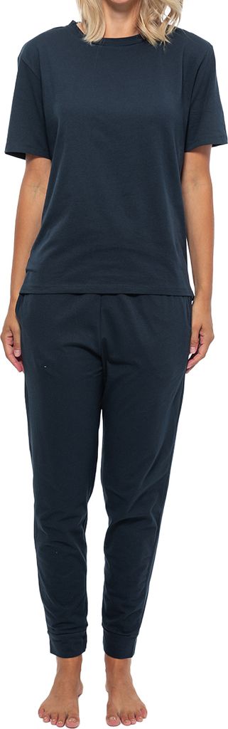 Schiesser Organic Baumwolle Schlafanzug Lounge Set bestehend aus einer langen Hose und einem Kurzarm-Shirt, Weiches Material mit hohem Baumwoll-Ant...